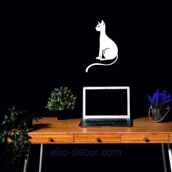 Декоративное настенное 3D Панно «Кот» Декор на стену с объемом 50*30 см, Белый Киев