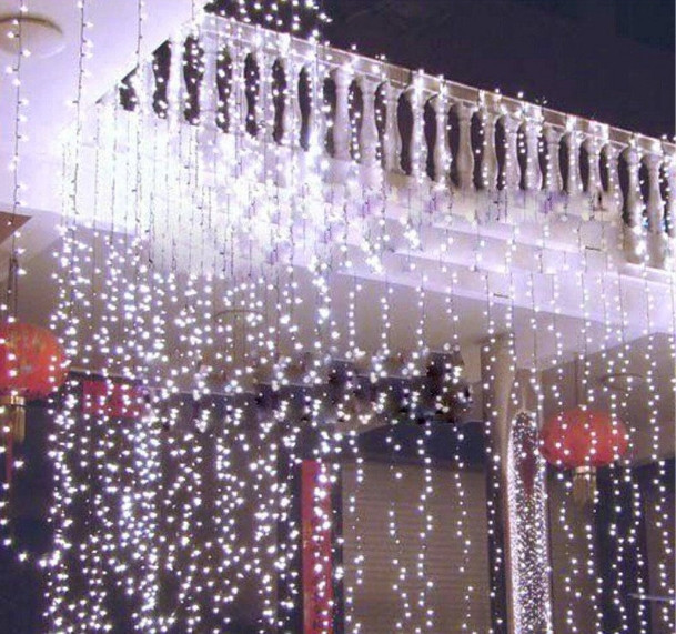 Гірлянда штора завіса Водоспад 3х3 м 280 LED велика лампа 3D (білий шнур, з перехідником) Білий Вінниця - фото 4