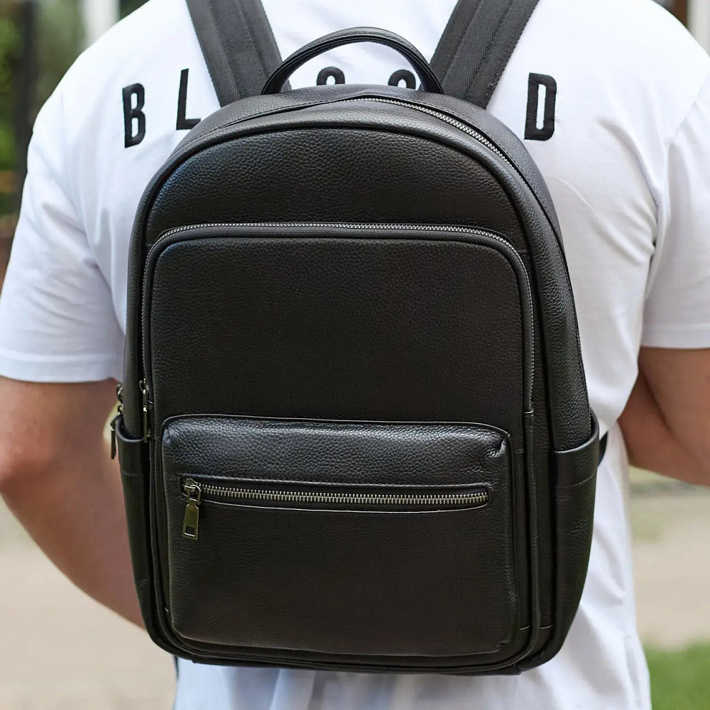 Шкіряний міський чоловічий рюкзак класичний чорний з натуральної шкіри якісний Київ - фото 9