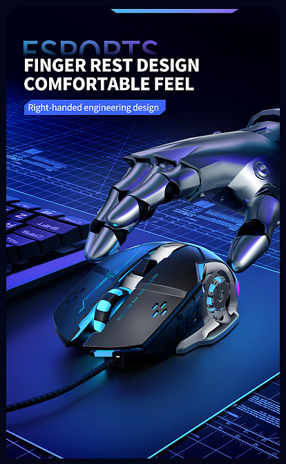 Миша XO M10 Gaming Mechanical 6-Button Light Emitting Black+Silver (7106507) Київ - фото 4