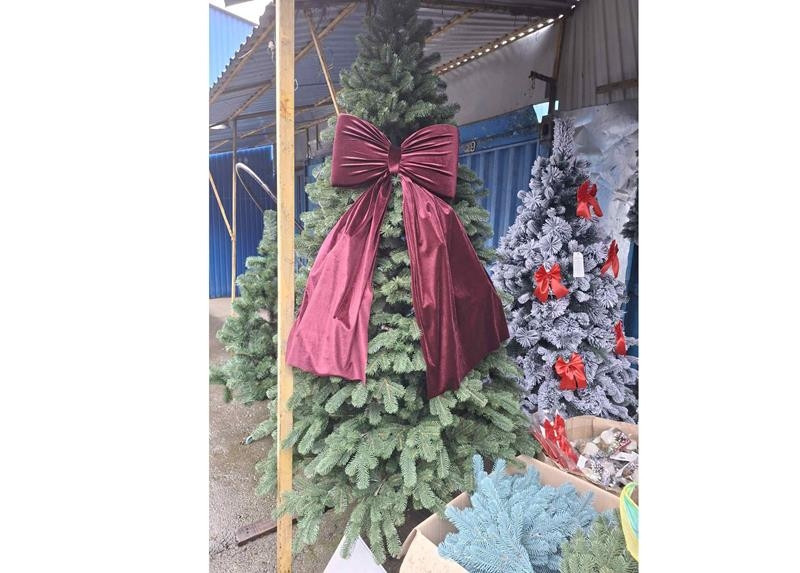 Бант декоративный новогодний бордовый Киев - изображение 1