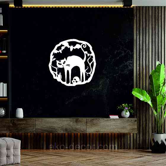 Декоративное настенное 3D Панно «Хэллоуин», Декор на стену с объемом 90*90 см, Белый Киев