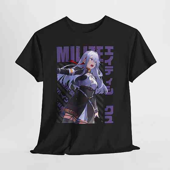 Футболка чоловіча з аніме принтом Владілена Мілізе Ессентіал Хеавй оверсайз (S/M/L) Чорний AnimeJ0746 Дніпро