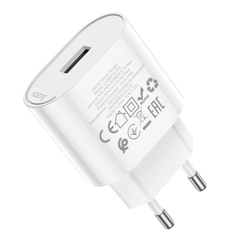 Мережевий зарядний пристрій HOCO C109A(10.5W) Fighter single port charger White Одеса - фото 7