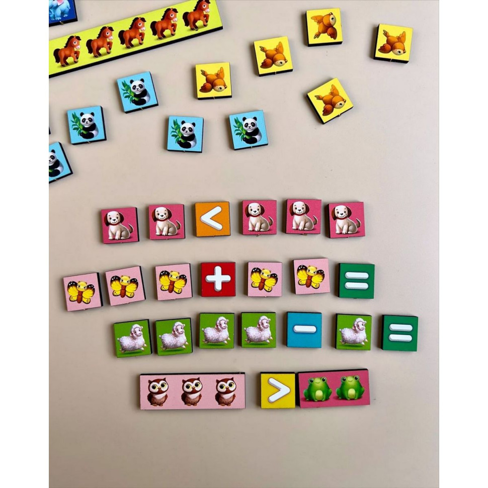 Дерев'яний пазл-сортер "Математичні сходи: Тварини" Ubumblebees (ПСФ079) PSF079 Вінниця - фото 4