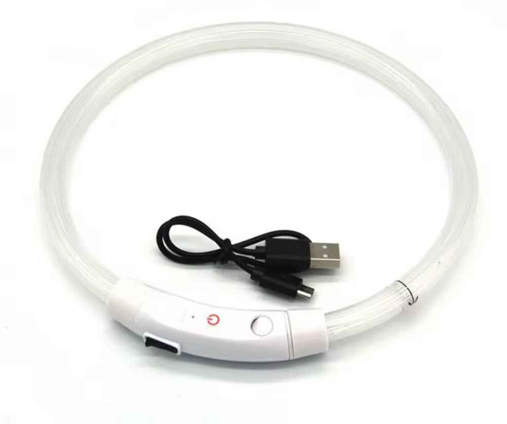 Нашийник що світиться для собак або котів з USB зарядкою три режими L 70 см прозорий мультиколор Київ - фото 1