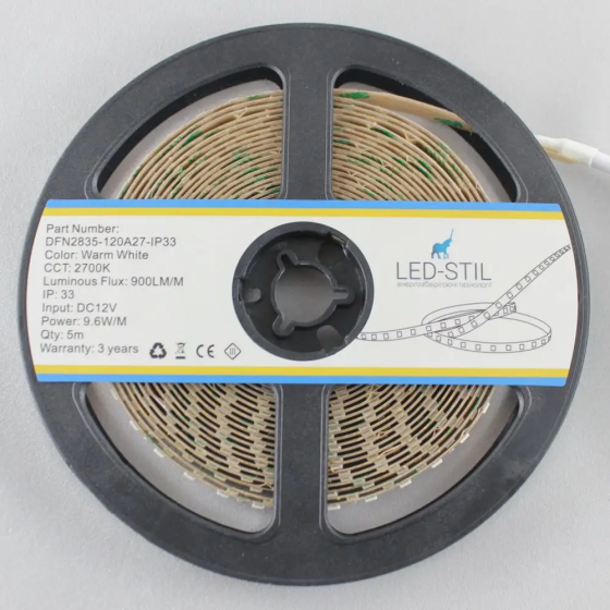 LED-STIL LED стрічка LED-STIL 2700K, 9,6 W, 2835, 120 діодів, IP33, 12V, 900 LM, тепле світло Киев