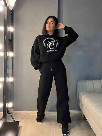 Штаны женские OLIVIA 2236 спортивные кюлоты уровни от бедра укороченные на флисе черные, черный, L Одесса