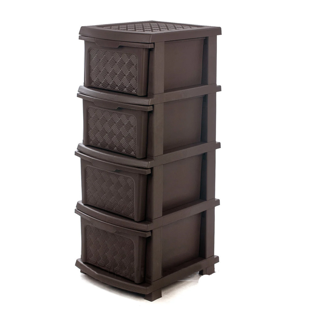 Комод пластиковый 4 ящика коричневый R-Plastic 