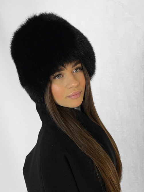 Шапка женская меховая кубанка песцовая Шарлотта Черный Харьков - изображение 9