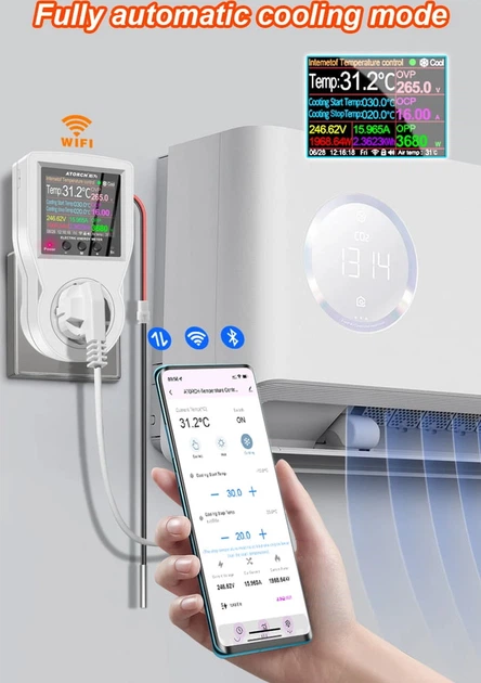 Розетка Atorch S1BWP-T Wi-Fi з водонепроникним NTC-датчиком температури (Bluetooth, Wifi, графіки, календар споживання) Білий Київ - фото 3