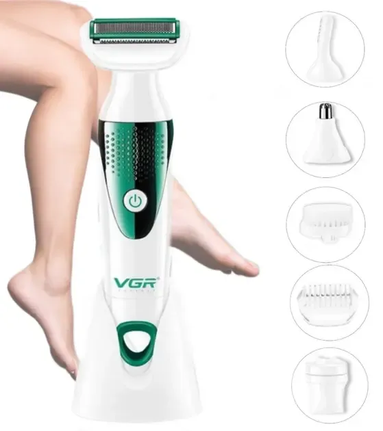 Универсальный женский набор по уходу VGR V-720 (5 в 1, с насадками, электробритва, щетка, массажер) Коломыя - изображение 3