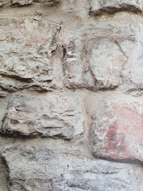 Шпалери вінілові Grandeco One roll one motif 1.59x2.8 панно мурал 3д лофт під камінь коричневі сірі Київ - фото 3