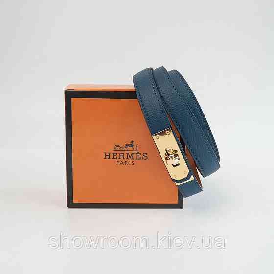 Женский кожаный ремень синий с пряжкой (280-1) Киев