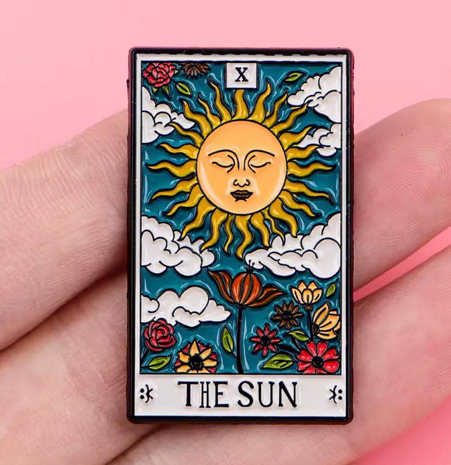 Пін значок карта Таро Сонце, емальований значок The Sun, брошка таро аксесуар Київ - фото 2