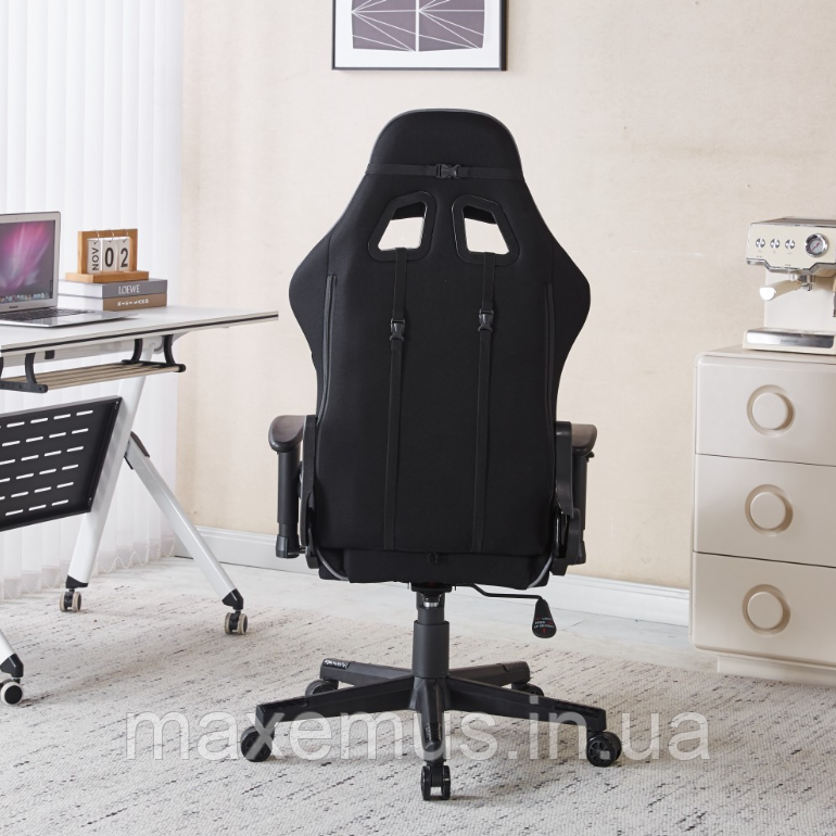 Кресло геймерское из ткани с регулировкой подлокотников B-142 компьютерное кресло для геймера черно-серое Мостиска - изображение 3