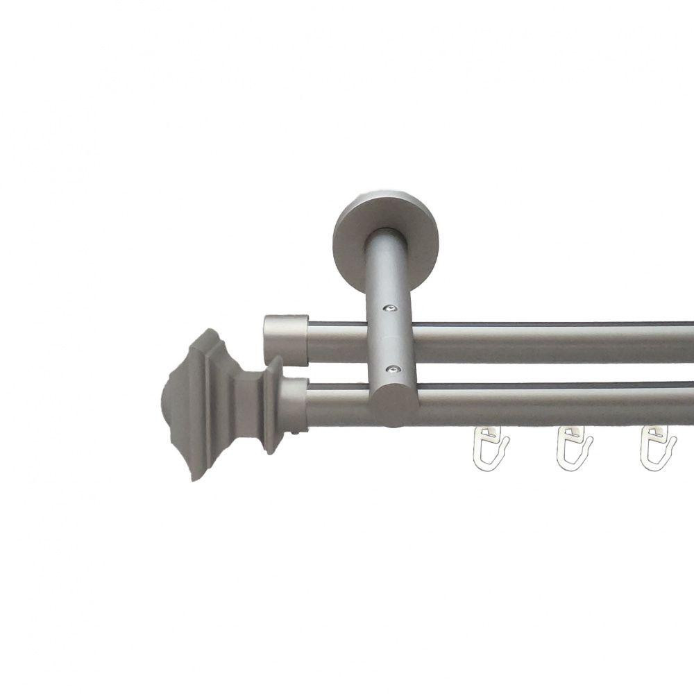 Карниз Orvit Борджеза металевий дворядний реверсивний профільна труба  Сатин 19\19 мм 200 см (6300803) Львів - фото 1