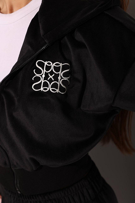 Жіночий прогулянковий костюм-двійка: кофта на блискавці та штани велюр Чорний, 48/52 Одеса - фото 8