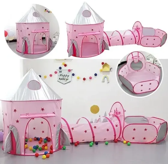 Детский игровой домик-палатка "Замок" 3в1 с туннелем и бассейном под шарики Коломия