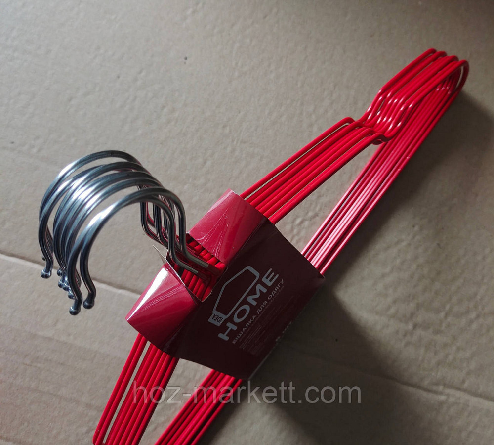 Вішалки плічка тремпл червоні металевий у силіконовому покритті з хромованим гачком тонкий 8 шт. у пап Харків - фото 6