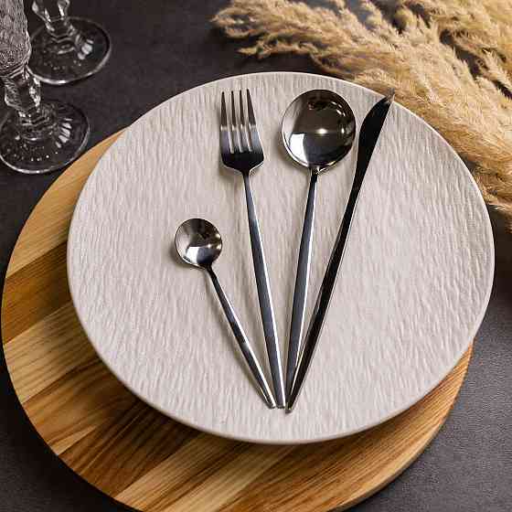 Набор столовых приборов 24 предмета набор ложек вилок и ножей на 6 персон Серебристый HP-20-42 Киев