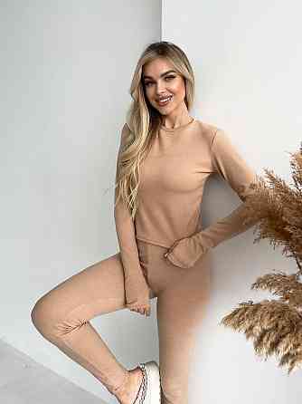 Жіноча повсякденна термобілизна: лонгслів і штани з тканини пума Бежевий, L-XL Одеса