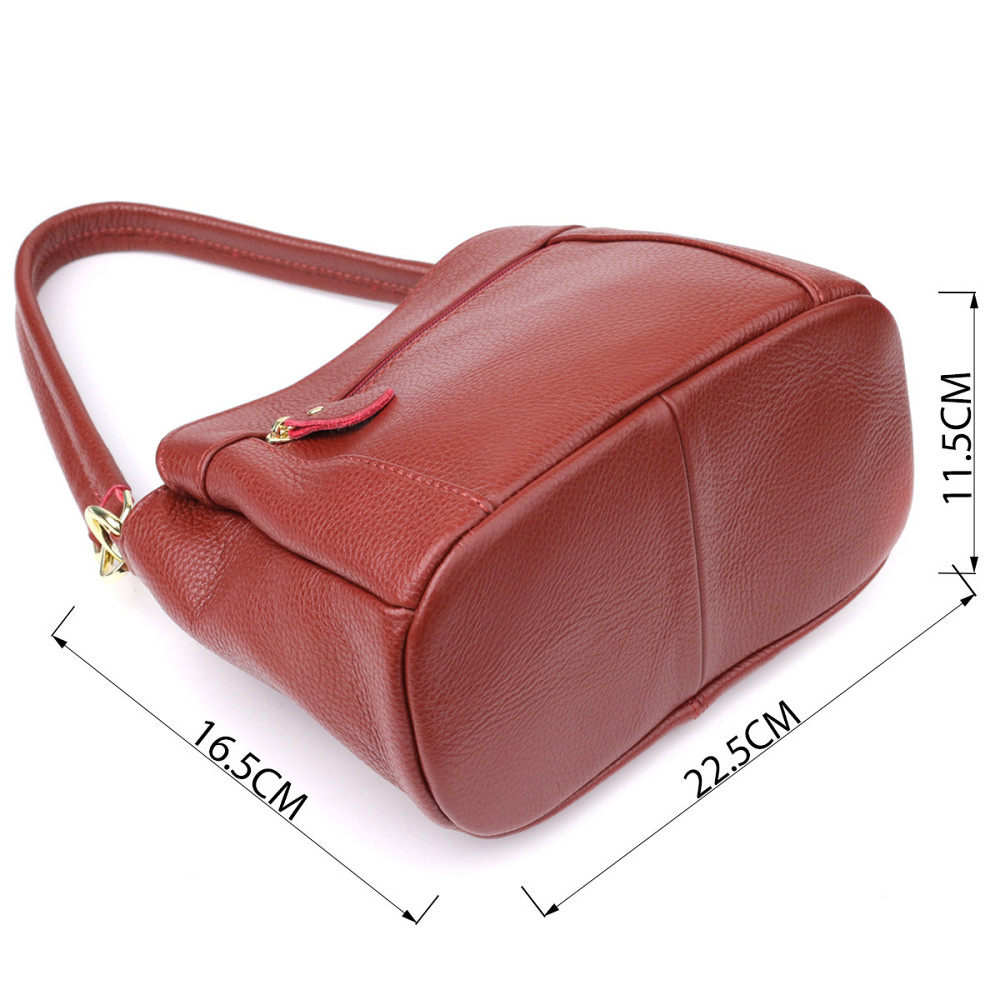 Женская кожаная сумка с тремя секциями Vintage 22981 Красный Киев - изображение 3