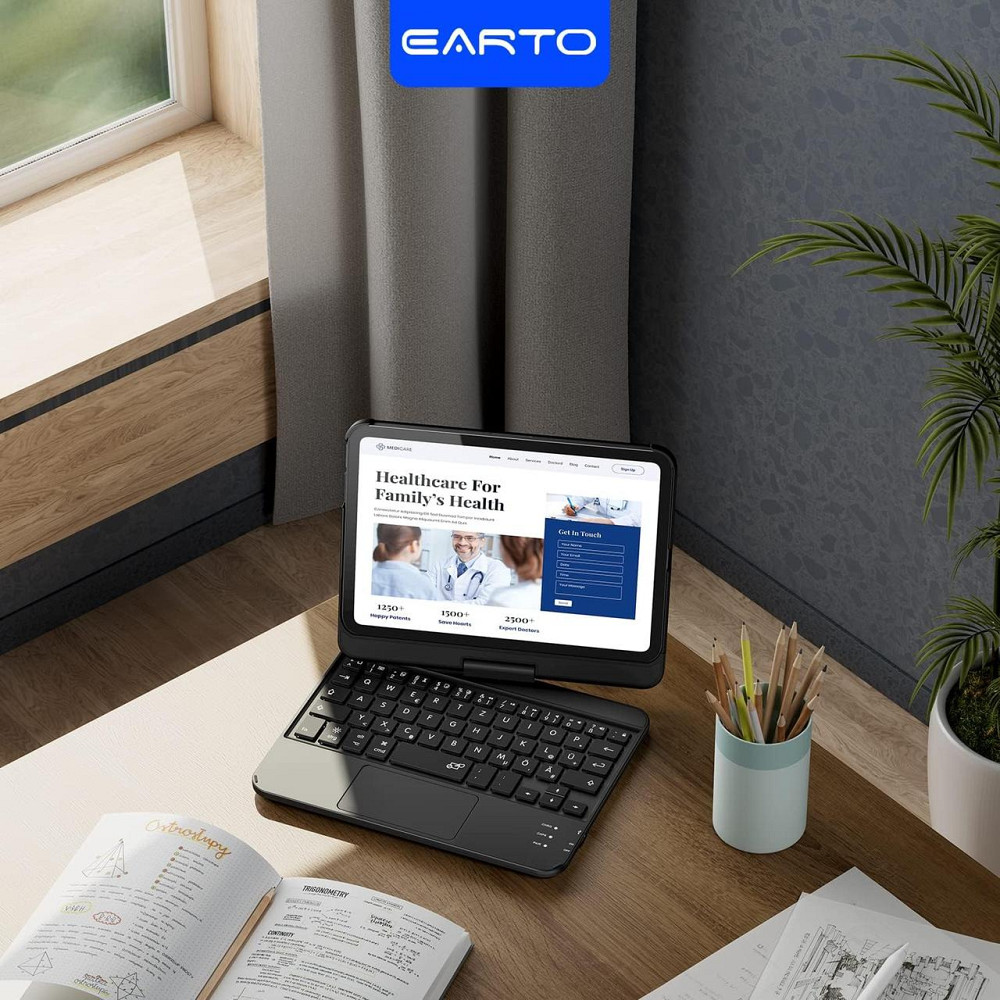 Чохол з Bluetooth клавіатурою для iPad Mini 7/6 8.3” 2024/2021 з підсвіткою, тачпадом і поворотом на 360°, QWERTZ, чорний Київ - фото 7