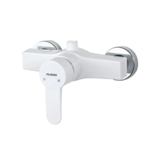 Стильний змішувач для душу PLAMIX MARIO-003 WHITE з набором (лейка, шланг, кронштейн) Харків