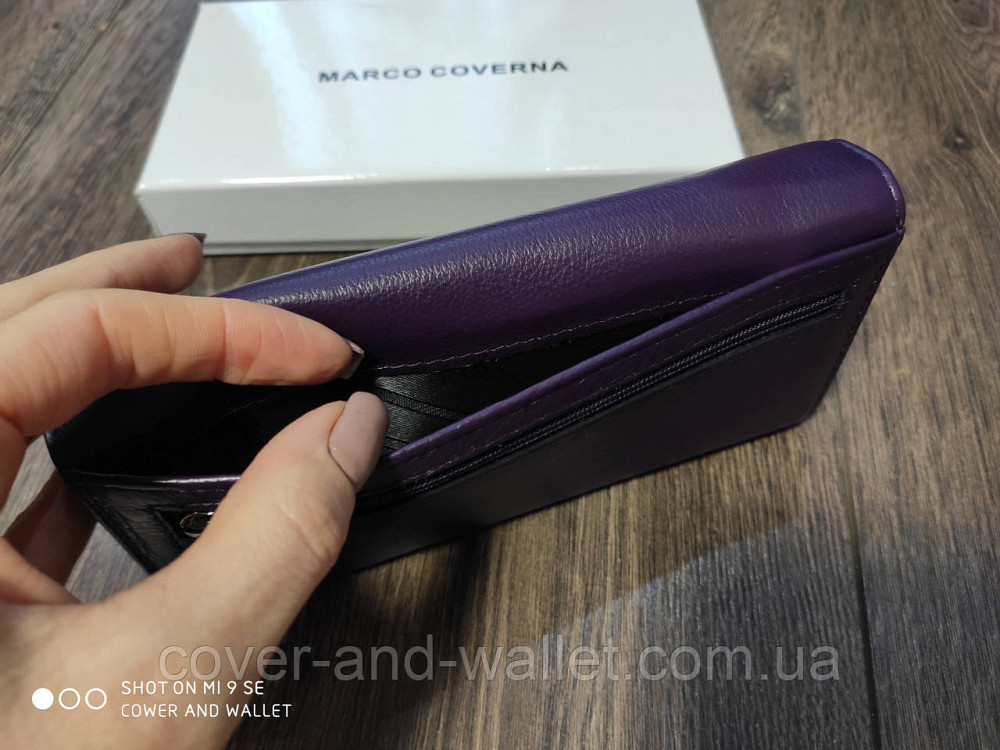 Женский кожаный кошелек на магнитной фиксации пудрового цвета Marco Coverna Фиолетовый Киев - изображение 5