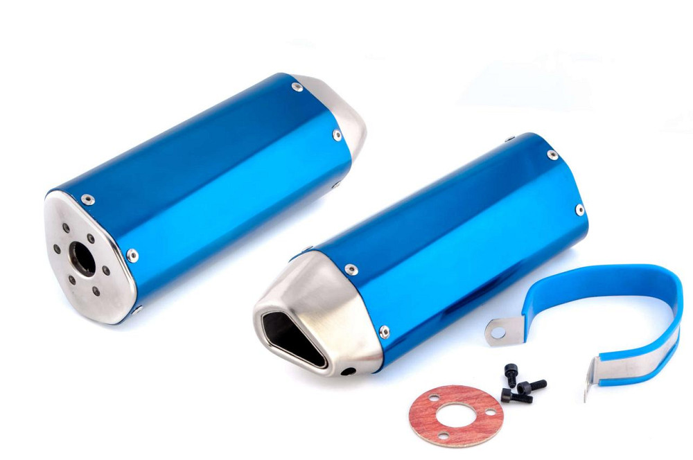 Глушитель (тюнинг)   370*105mm   (нержавейка, три-овал, синий, прямоток)   118 Мукачево - изображение 1