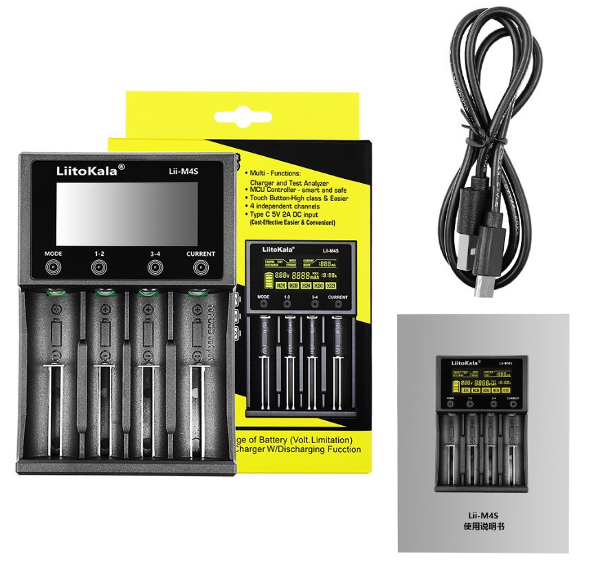 Зарядний пристрій із тестом ємності 18650 AA AAA Li-ion Ni-MH, NiCd LiitoKala Lii-M4S Київ - фото 3