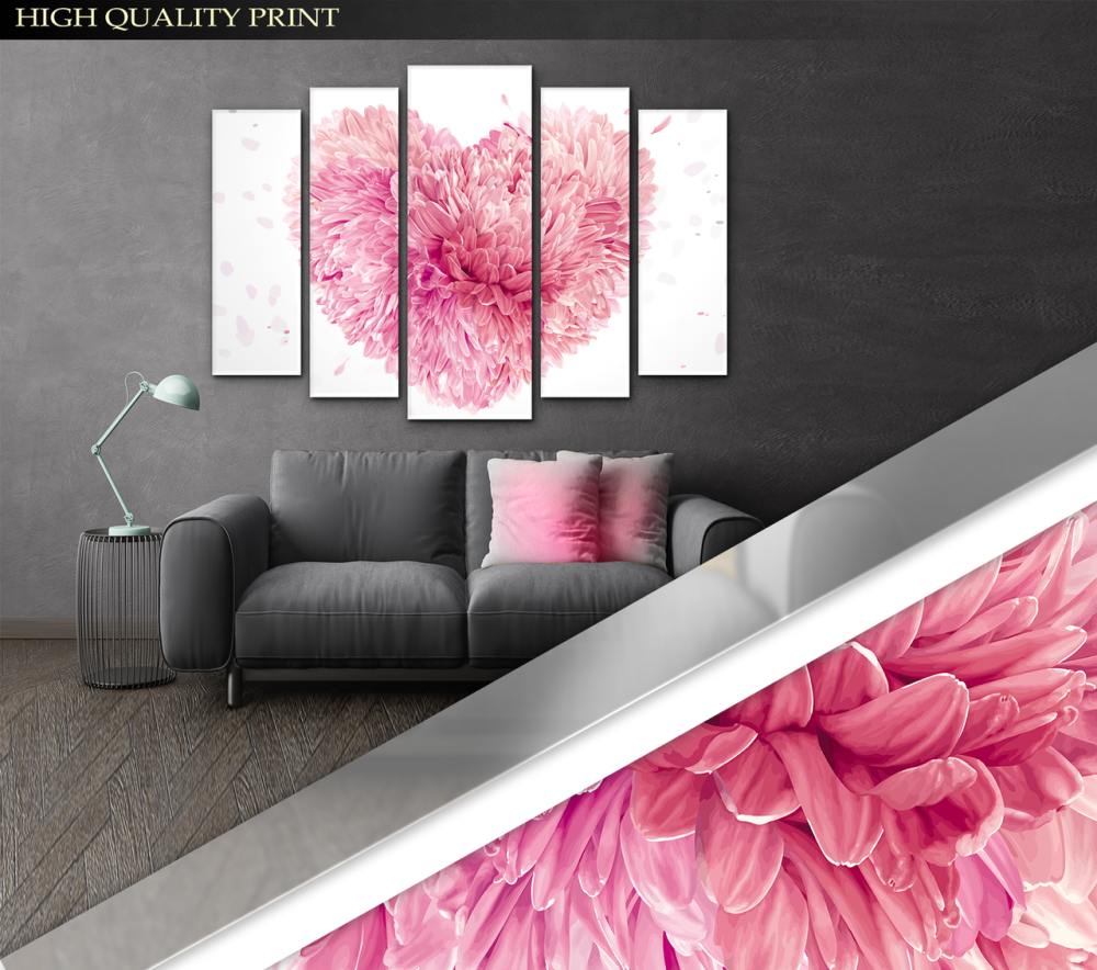 Модульна картина у вітальню / спальню Серце Квіти Art-485_5 ( 80х118см ) Київ - фото 3