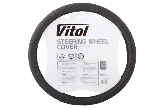 Оплетка на кермо шкіра L без запаху Vitol Lux 331-BK-L чорний Вінниця