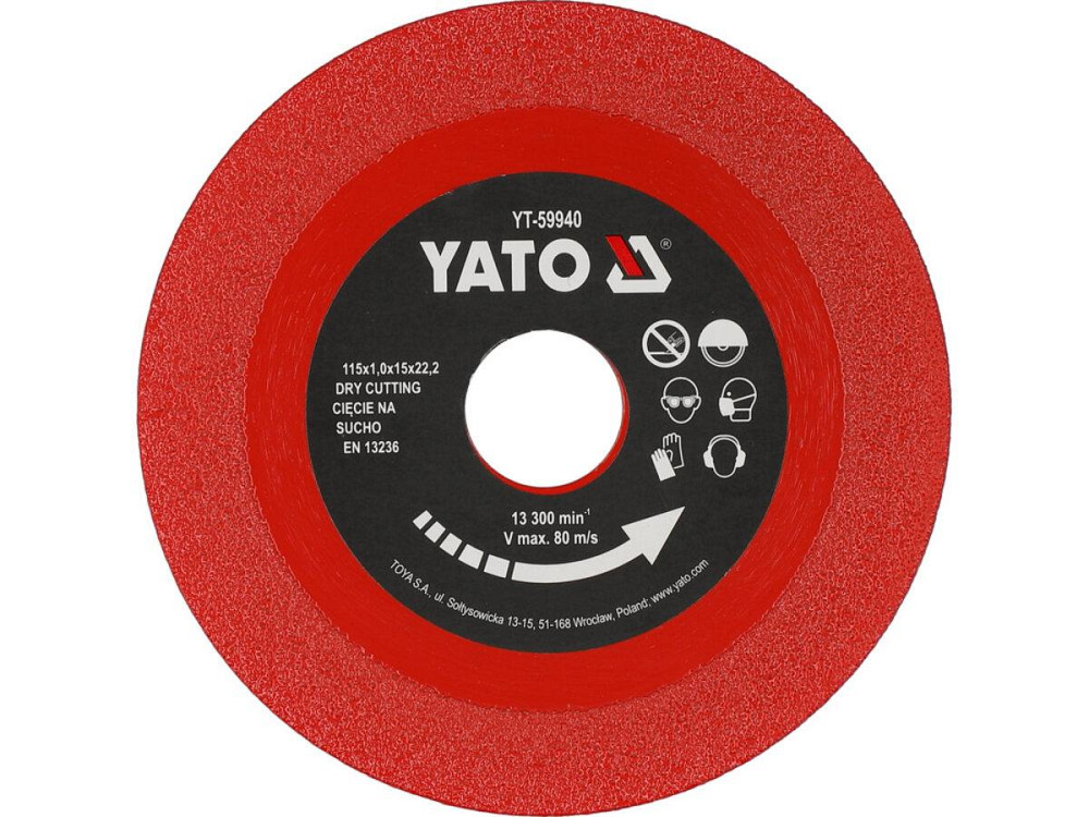 Диск відрізний алмазний по гресу, склу, кераміці YATO Ø=115/22.2х2х15 мм, в сухому режимі [25/200] Одесса - изображение 1