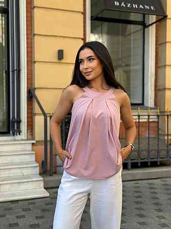 Жіноча блузка без рукавів "Mila" оптом | Батал | Розпродаж моделі Фрезовий, 50-52 Київ