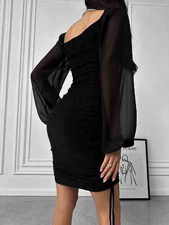 Женская привлекательная праздничная мини-платье трикотажный люрекс с шифоном Одесса