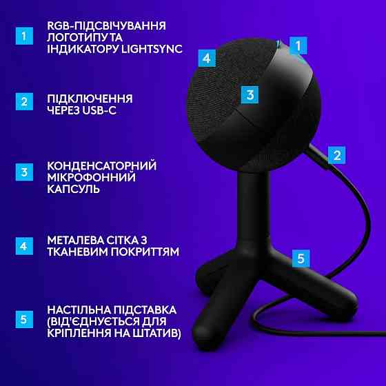 Мікрофон Logitech G Yeti Orb RGB White (988-000558) ( Білий ) Харків