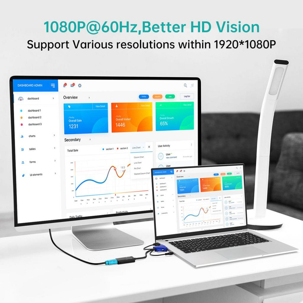 Адаптер-конвертер VGA + Audio на HDMI Full HD 1080P MT-VIKI Луцк - изображение 3