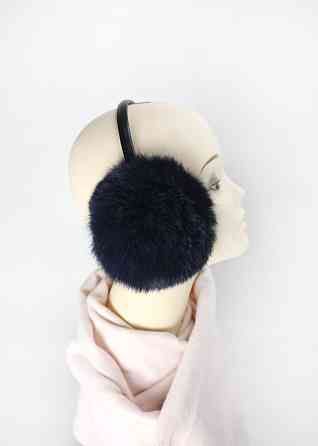 Хутряні навушники дитячі з кролика Темно-синій Харків