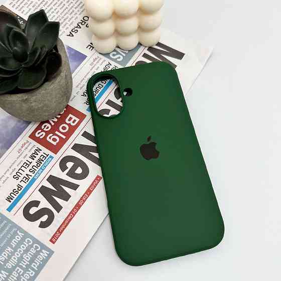 Чохол Silicone Full Case для Apple iPhone 16, Темно-зелений Київ