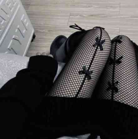 Женские черные колготки - сеточка с отделкой Черный 2 Одесса