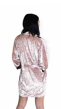 Халат жіночий із мармурового велюру під пояс Бежевий XL/2XL Харків