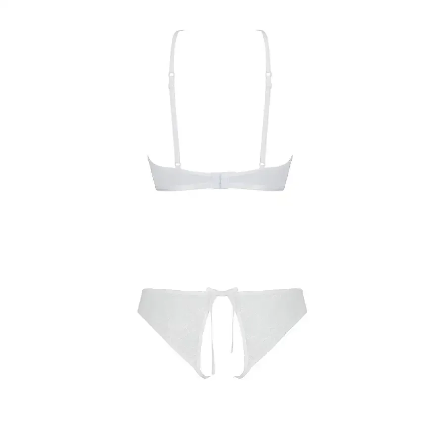 Комплект із бра, трусиків з ажурним декором та відкритим кроком Passion URSULA SET S/M, white Львів - фото 4