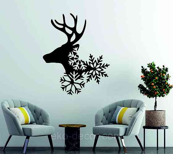 Декоративное настенное Панно «Олень», Декор на стену 110*89 см, Черный Киев