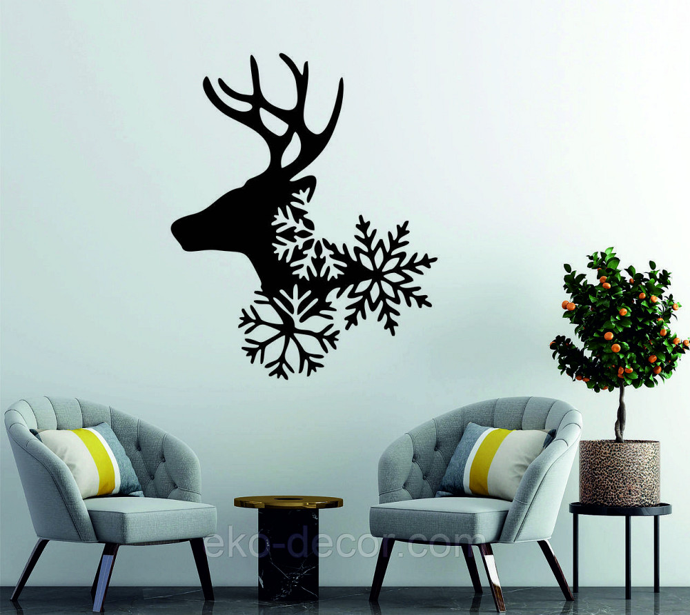 Декоративное настенное Панно «Олень», Декор на стену 110*89 см, Черный Киев - изображение 3