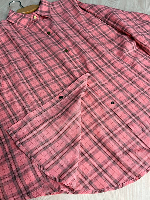 Сорочка жіноча A-N 7866 супероверсайз у клітинку широка, рожевий, one size Київ - фото 2