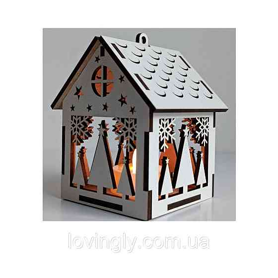 Новорічні іграшки з LED підсвіткою. Будиночок 10см Декор "Ялинки". Ірпінь