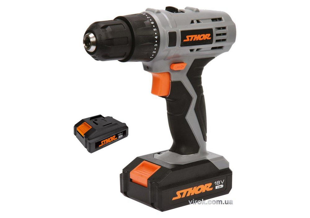 Шуруповерт акумуляторний STHOR : 18V Li-Ion. 2 акум. 1,3 АхГод, КМ- 22 Nm, патрон Ø≤10 мм [5/90] Одесса - изображение 1