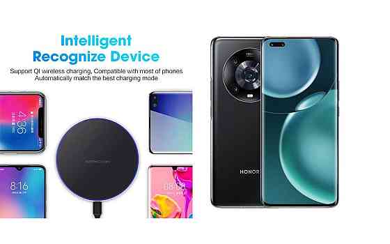 Бездротовий зарядний пристрій Copper до 30W для Honor 400 Pro, USB-C, LED Київ